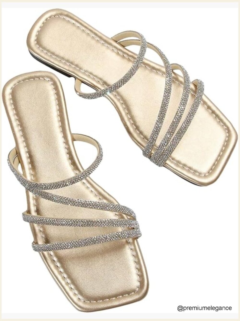 Rhinestone Wedding Flat Sandals Sparkly Strappy Glitter Dressy Bridal Slide